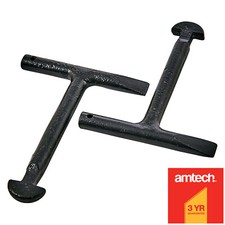 2PC HEAVY DUTY T-HANDLE MANHOLE COVER KEY SET D SHAPED ENDS DRAIN LIFTING TOOL