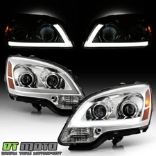 2007-2012 GMC Acadia Chrome LED Tube Projector Headlights Headlamps Left+Right