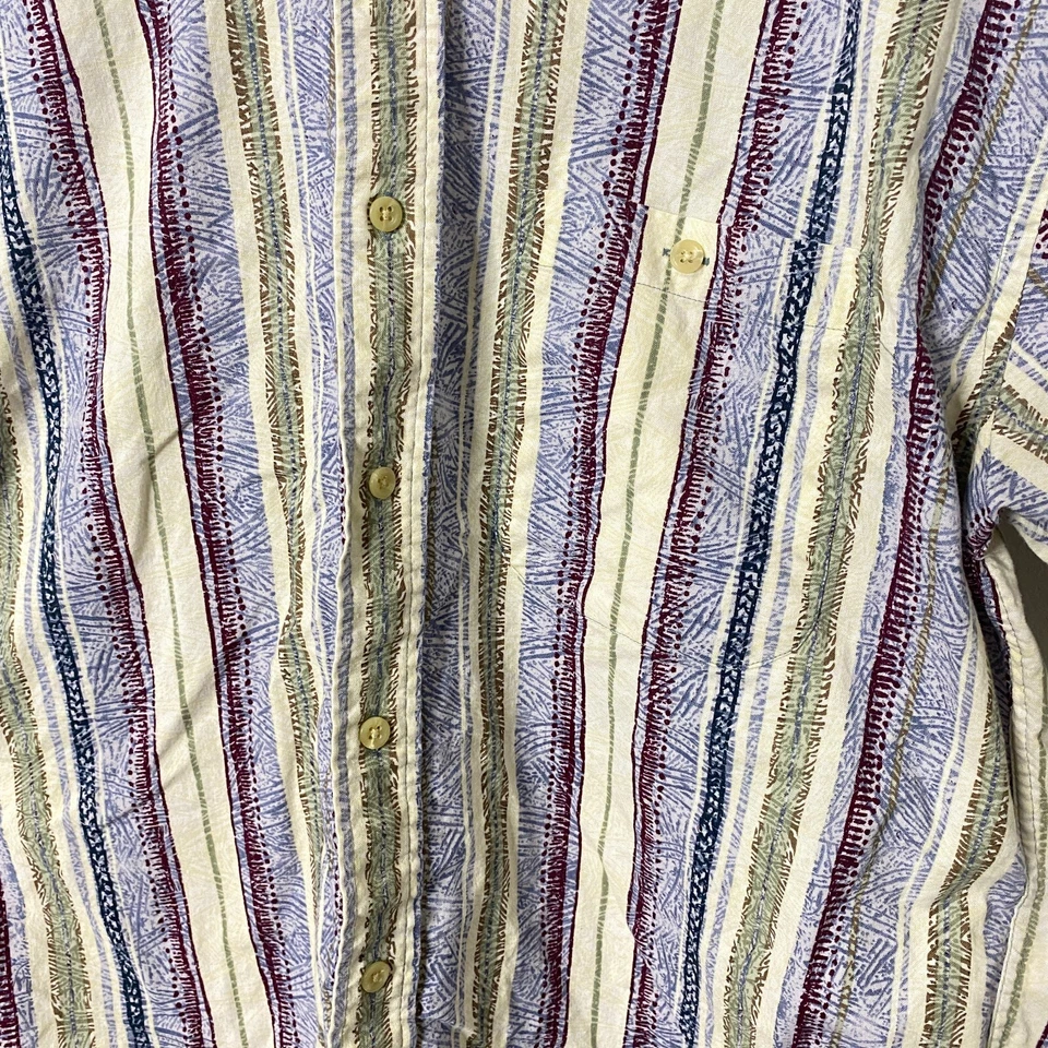 Vintage Trader Bay Shirt Medium Multicoloured Button Up Stripe Retro 80s 90s - Image 4 of 4