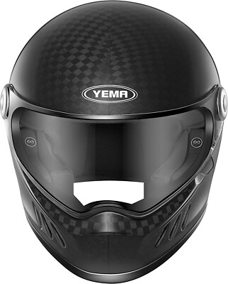 Motorcycle Full Face Carbon Fiber Helmet DOT & ECE Approved YEMA Matte Black XL
