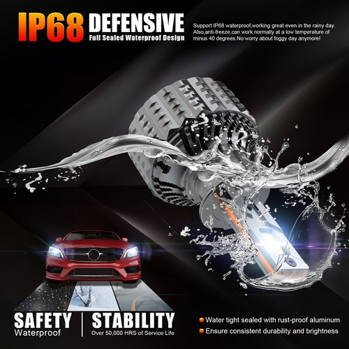 ALAYALED H3 LED Headlight Hi/Low Beam Bulbs 6000K 30000LM 120W White Waterproof - Picture 4 of 8