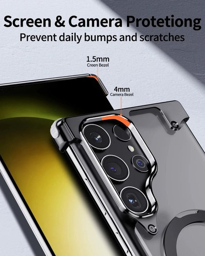 Metal Ring Holder Frameless Armor Magsafe Case For Samsung Galaxy S23 S24 Ultra - Picture 16 of 28