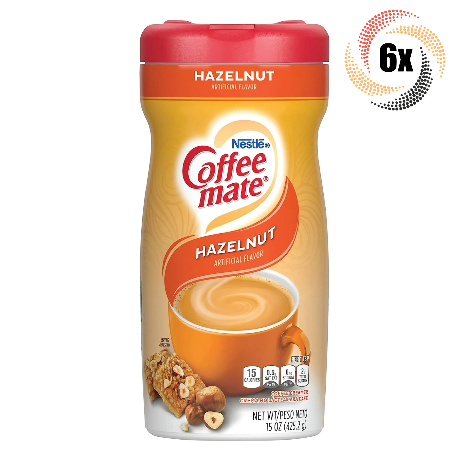 6 упаковок кофейных сливок Nestle Coffee Mate со вкусом лесного ореха | 15 унций