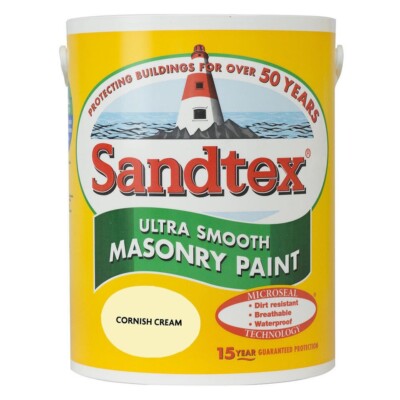 Sandtex Mauerfarbe 2,5L Ultra Glatte Qualität Wasserdicht Cornish Creme