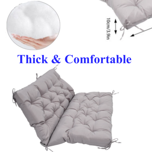 Outdoor Bench Cushion Waterproof Swing Seat Pad Replacement with Backrest & Ties - Picture 11 of 24