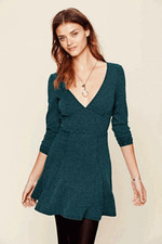 Free People Heart Stopper Tweed Fit-N-Flare Dress Green XS