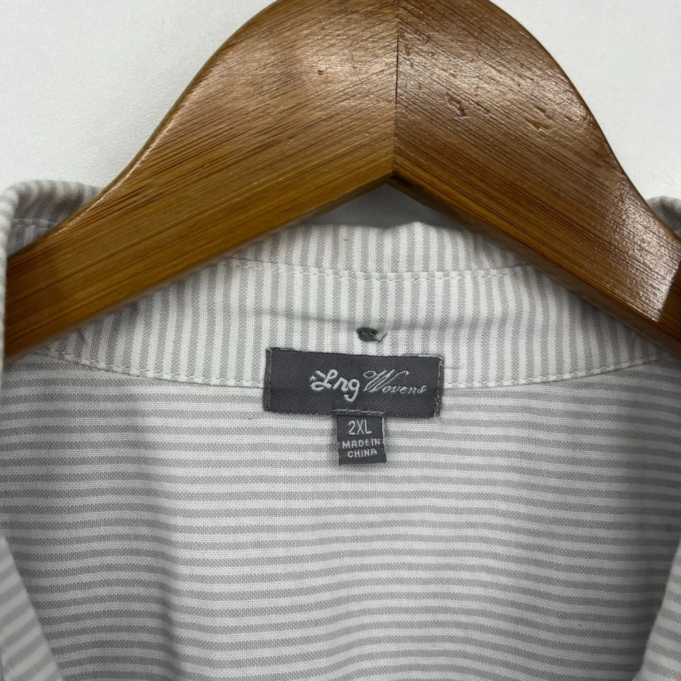 LRG Wovens Short Sleeve Button Shirt Men's Size 2XL Gray Striped Vtg Y2K - Image 4 of 4