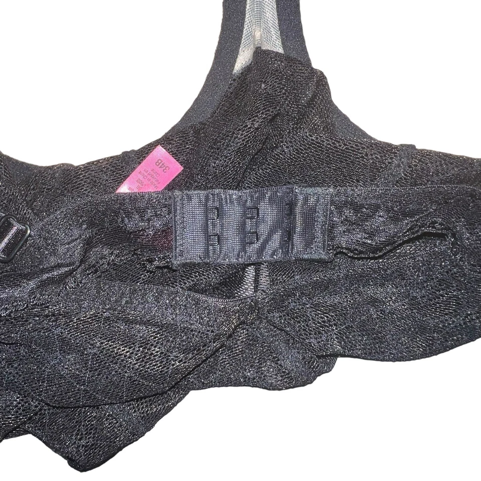 Betsey Johnson Women Black Lingerie Bra Style 711 Size 34B Sheer Lace Sexy New - Image 4 of 4