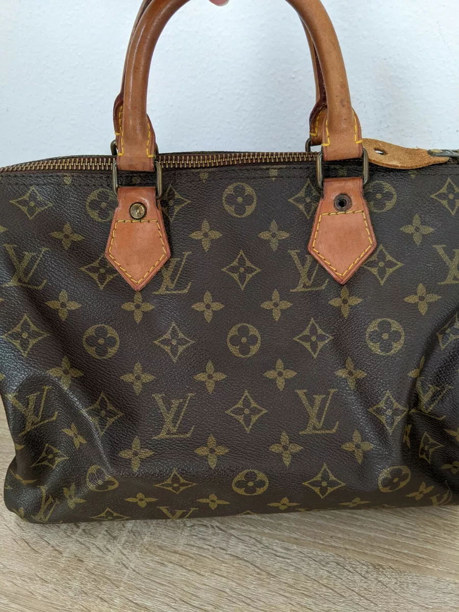 Used Brown Louis Vuitton Authentic Monogram Canvas Speedy 30 Top