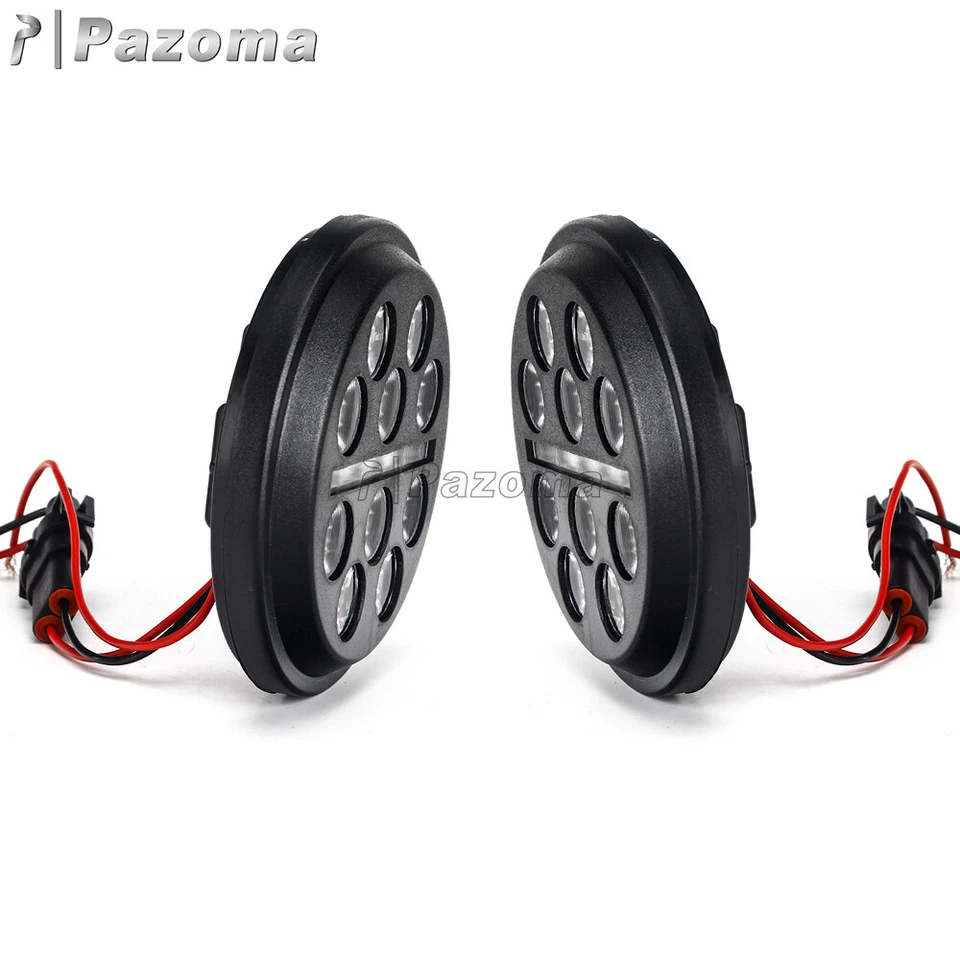 Par de faros antiniebla redondos LED de 4,5" para Harley Dyna Road King Softail Foto 4 de 4