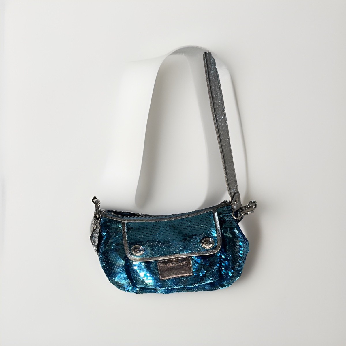 Coach Poppy Rocker Blue Sequin Satchel Tote Shoulder
