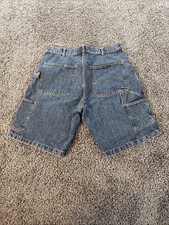 Vintage Route 66 Carpenter Shorts Mens 36 Med Wash Baggy Belt Loop Wide Y2K
