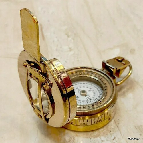 Boussole de poche militaire en laiton nautique, Vintage de la Seconde... - Picture 7 of 9