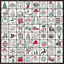 64Pcs Small Christmas Stencils, 3X3 Inch Reusable Craft Stencil for Painting ...