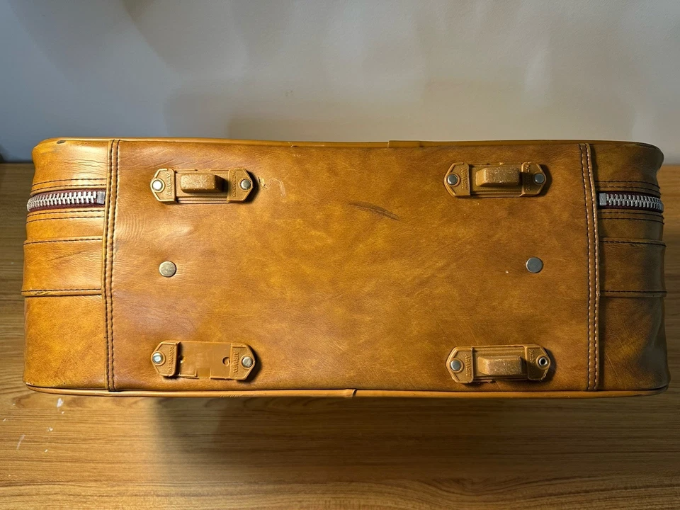 Vintage Brown Leather Suitcase Luggage Overnight Bag Airway Industries - Image 4 of 4