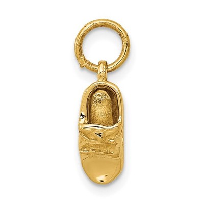 14k Gelbgold 3D einzelner Babyschuh Charm Anhänger Geschenk für Frauen