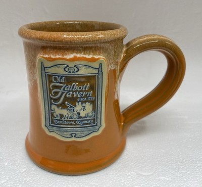Deneen Pottery Mug 2024 Old Talbott Tavern Bardstown Ky. Coral Orange Drip