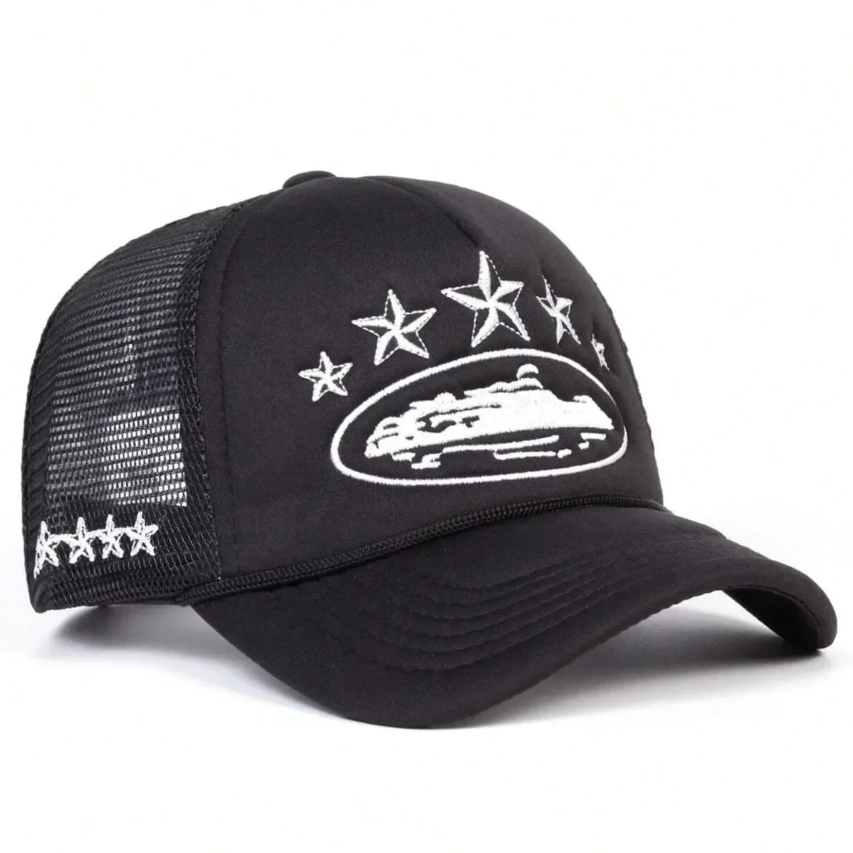 HATSHOW Cappello Snapback In Denim Di Cotone Con Ricamo Pesce Dorato E Logo Metallico, Taglia L-XL, Unisex - copertina