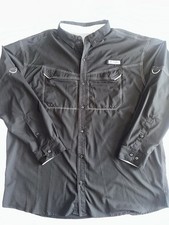 COLUMBIA PFG Fishing Shirt Button Up Men’s Black XXL Short Sleeve Vented