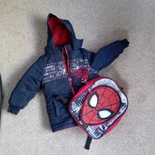 Boys Marvel Padded Coat spiderman Size 3-4years plus backpack  Good Condition