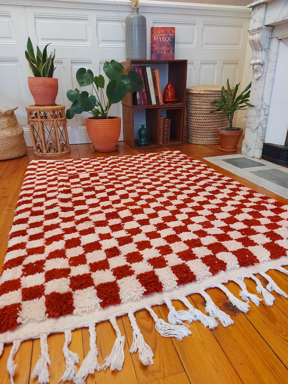 Tapis berbère en laine de mouton fait main 170x120 cm authentique Maroc