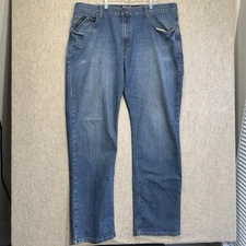 Ariat Relaxed Bootcut Jeans Mens 42/38 Blue Denim Hi-Rise Zip Fly