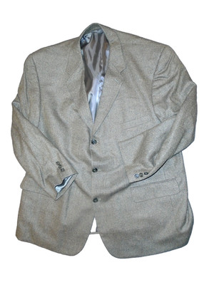 LANA LETA FINE SILK AND WOOL SPORT COAT IN TAN / BROWN TWEED SIZE 50 3 BUTTON