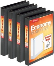 Economy 3 Ring Binder, 1.5 Inch, Presentation View, Black, Holds 350 Sheets, Non