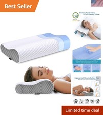 Ergonomic Memory Foam Neck Pillow for Pain Relief   Adjustable Cervical Support