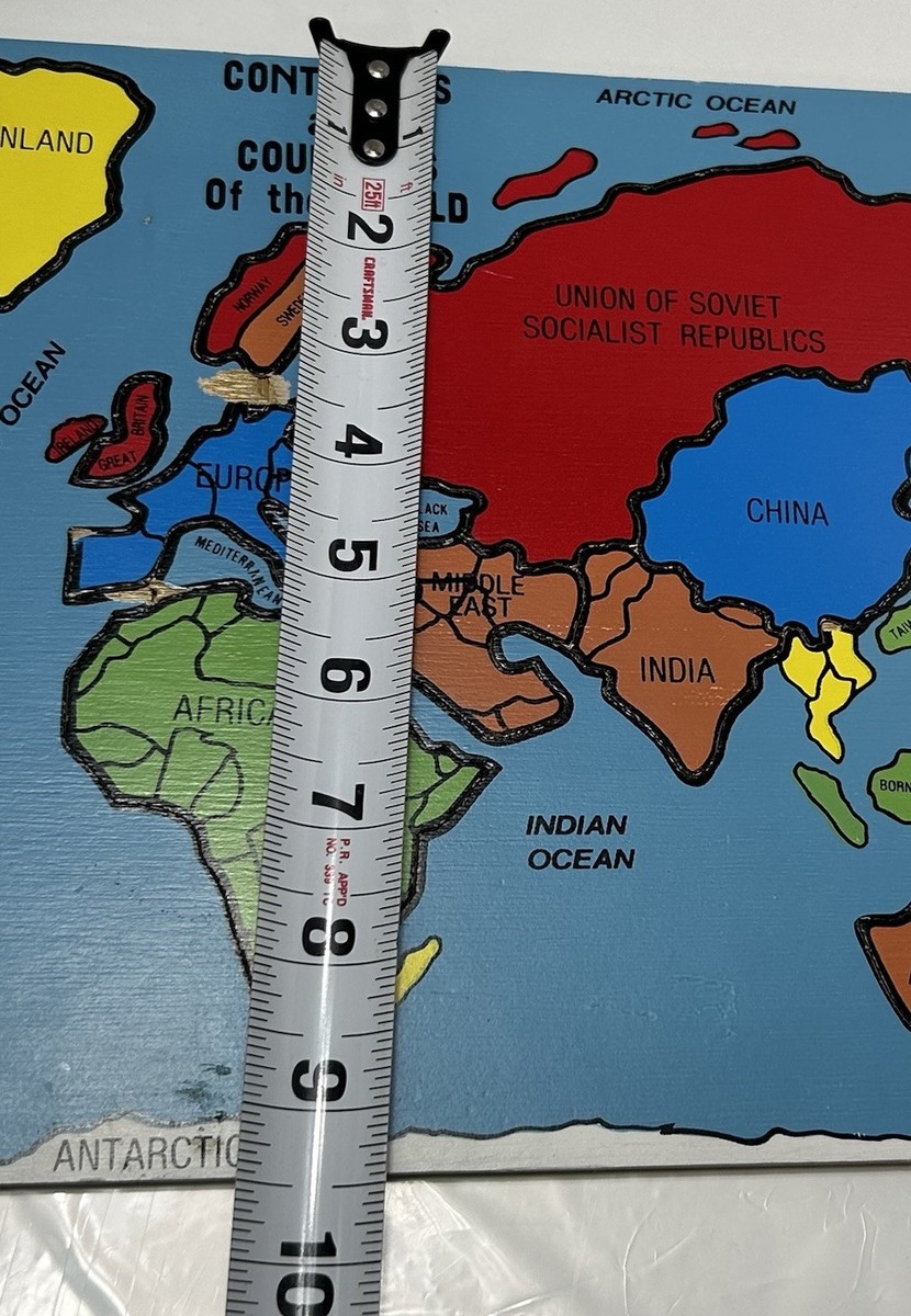 Vintage 1990 MSR Wooden World Map Puzzle USSR Europe Asia Africa
