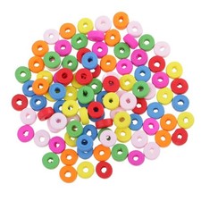100 pezzi Colorati Assortiti Perline in legno di Rondelle per gioielli che