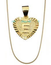 18K Gold Filled Tarnish-Resist Alphabet Letter "E" Heart Pendant Necklace Chain