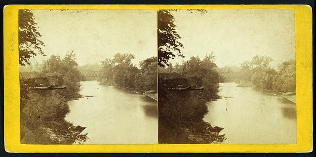 Photo of Stereograph,Railroad Bridge,Grasshopper Creek,Kansas,KS,1867,Gardner