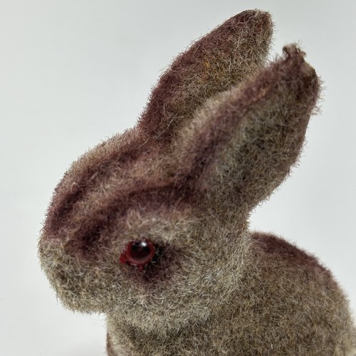 Vintage Small Flocked Fuzzy Brown Easter Bunny Figures 3-4in Set of 3 Rabbits - Picture 22 of 22