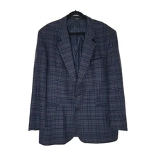 Vintage Daks London Wool Tweed Plaid Blazer Two Button Multicolor Size 48L