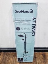 GoodHome Cavally Matt Black Wall-mounted Thermostatic Multi head shower