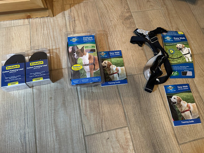 Set of 2 PetSafety 15'' Cotton Training Leads + 2 Large Easy Walk Leads for Dogs