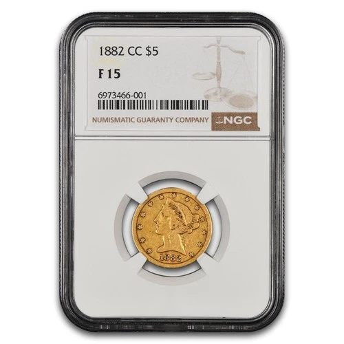 1882-CC $5 Liberty Gold Half Eagle Fine-15 NGC