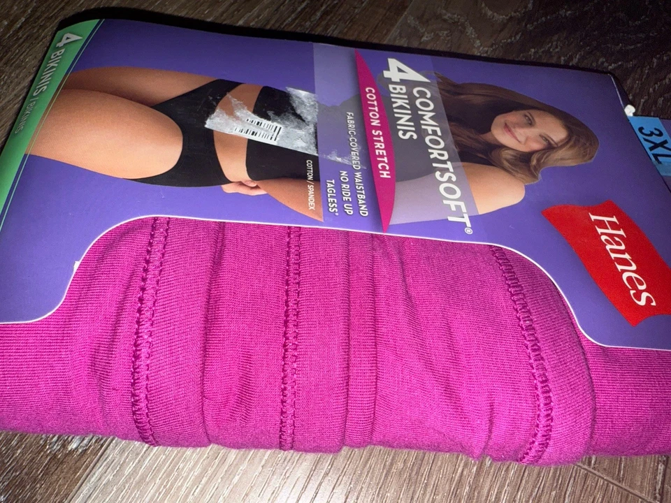Hanes ~ 4 пары женщин бикини нижнее белье трусики хлопковая смесь эластичной пурпурный 3XL - Изображение 2 из 3