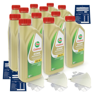 12 Liter Castrol Edge Prof. Longlife 3 III 5W30 Motoröl inkl Trichter + Anhänger