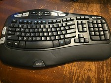 Logitech Wireless Wave K350 Keyboard Used - Powers On No USB Dongle