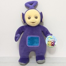 Vtg 1998 Teletubbies Tinky Winky Purple Plush Doll 15" Flock Face Eden Tags A 