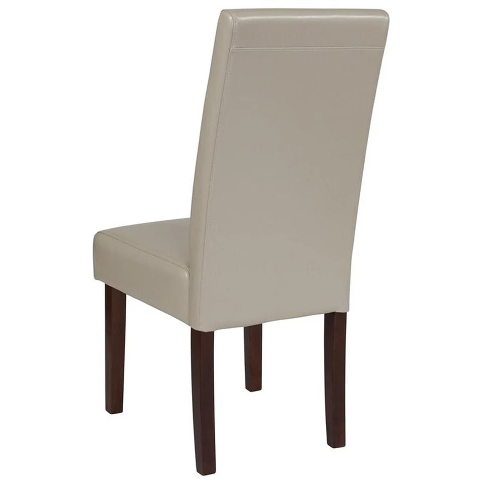 Silla lateral de comedor Parson tapizada de cuero Greenwich Flash Furniture en beige Foto 4 de 4