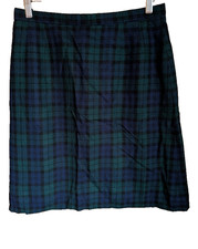 Pendleton Vintage Pure Virgin Wool Skirt USA Plaid Sz L-XL Preppy Schoolgirl