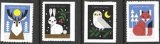 SC#5822 - 5825a - Forever - Winter Woodland Animals Booklet Set of 4 MNH