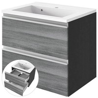 BadezimmermöBel Waschtisch 60Cm In Eiche Grau Waschbecken Badezimmer GäSte-Wc