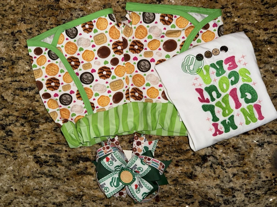 In My Girl Scout Era Girls Handmade Embroidery Tshirt And Custom GS Shorts - Image 3 of 4