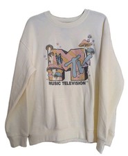 MTV Music Television Logo Sweatshirt Pullover Size Medium Floral 90's Inspired
