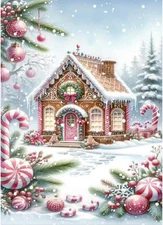 Christmas Diamond Art Kits for Adults - Christmas Snowscape House Landscape Diam