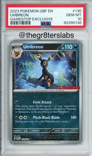 Umbreon (Stamped, GameStop) - 2023 Obsidian Flames - #130/197 - PSA10
